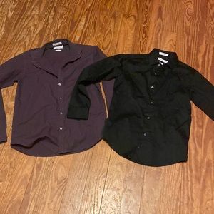 2 Calvin Klein shirts black sz 12 purple sz 14